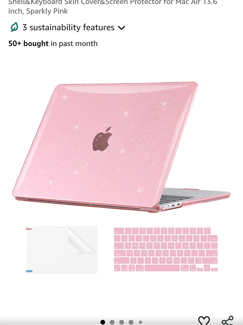 Sparkly Pink MacBook Shell & Keyboard Cover with Screen Protector